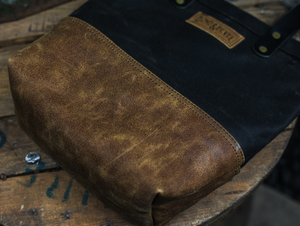 Market Tote in Waxed Canvas and Leather
