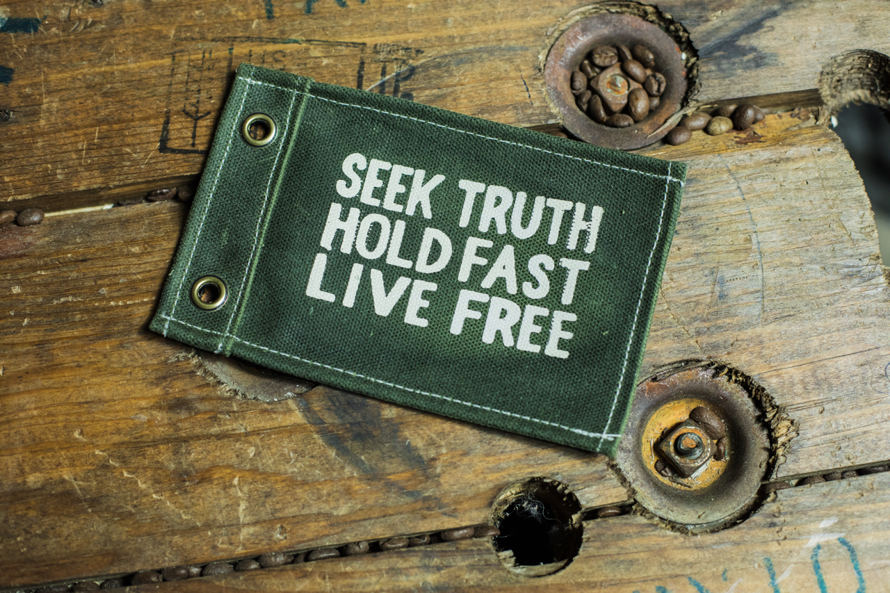 Mini "Seek Truth" Canvas Flag in Military Olive