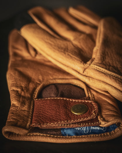 Brown Buffalo Leather Riding Gloves