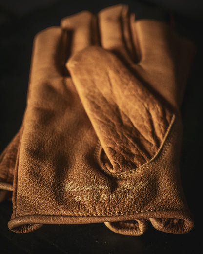 Brown Buffalo Leather Riding Gloves