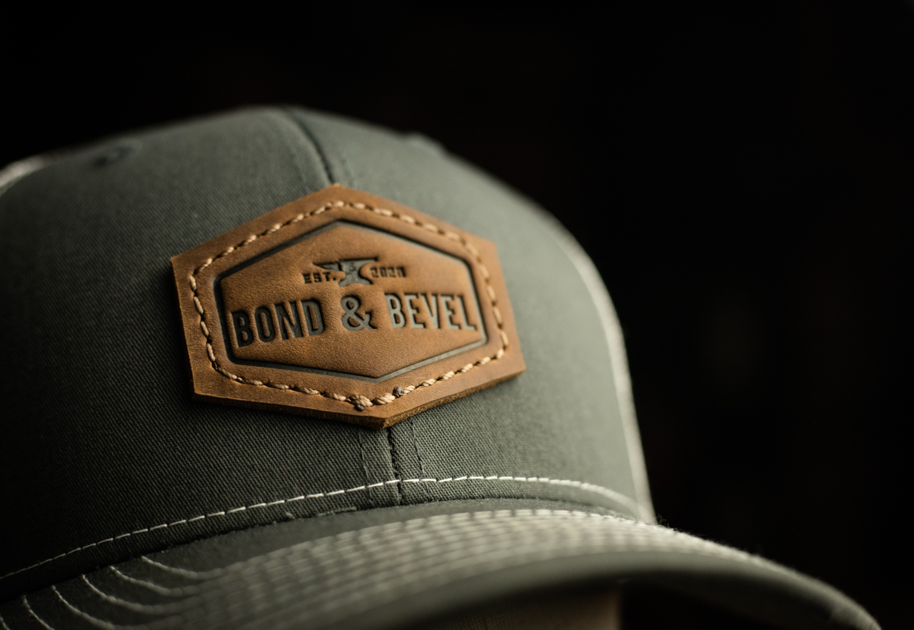 Leather Patch Trucker Hat in Charcoal