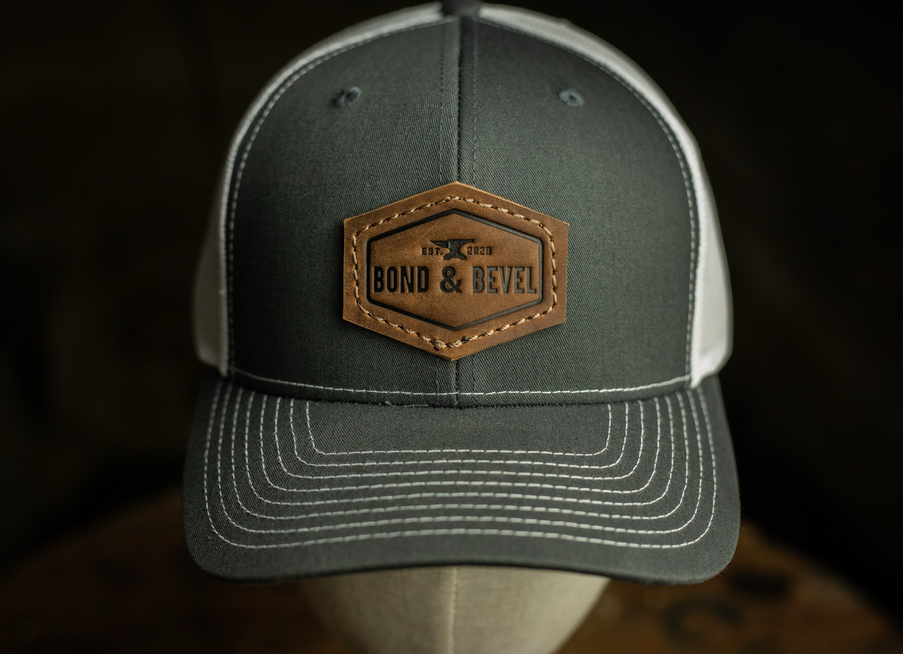 Leather Patch Trucker Hat in Charcoal