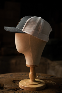 Leather Patch Trucker Hat in Charcoal