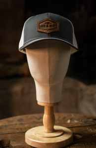 Leather Patch Trucker Hat in Charcoal